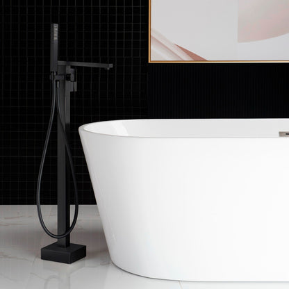 WOODBRIDGE F0003BN Contemporary Single Handle Floor Mount Freestanding Tub Filler Faucet with Hand shower