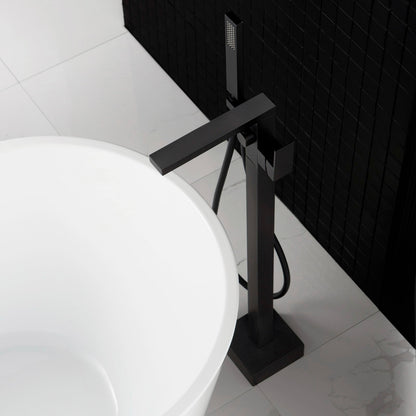 WOODBRIDGE F0003BN Contemporary Single Handle Floor Mount Freestanding Tub Filler Faucet with Hand shower