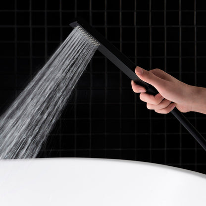 WOODBRIDGE F0003BN Contemporary Single Handle Floor Mount Freestanding Tub Filler Faucet with Hand shower
