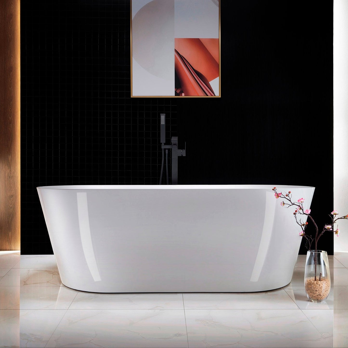 WOODBRIDGE F0003BN Contemporary Single Handle Floor Mount Freestanding Tub Filler Faucet with Hand shower