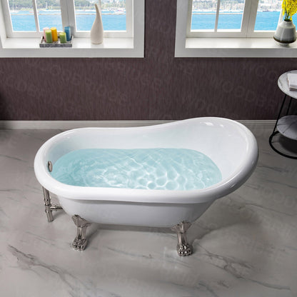 WOODBRIDGE 54" Heavy Duty Acrylic Slipper Clawfoot Bath Tub