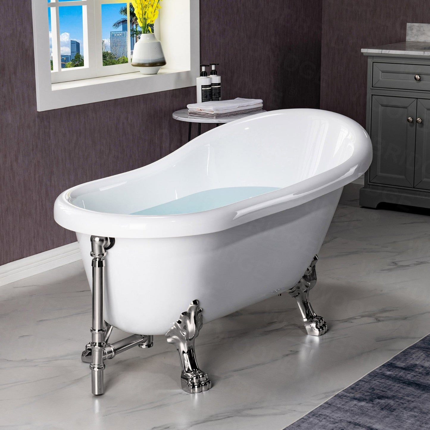 WOODBRIDGE 54" Heavy Duty Acrylic Slipper Clawfoot Bath Tub