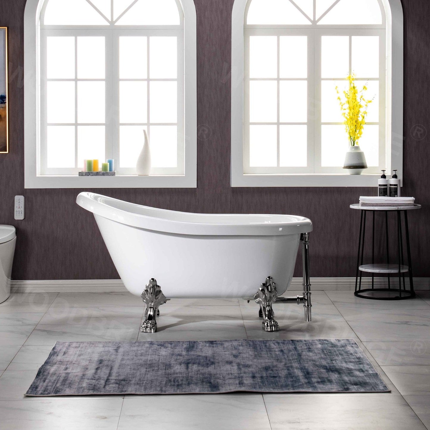 WOODBRIDGE 54" Heavy Duty Acrylic Slipper Clawfoot Bath Tub