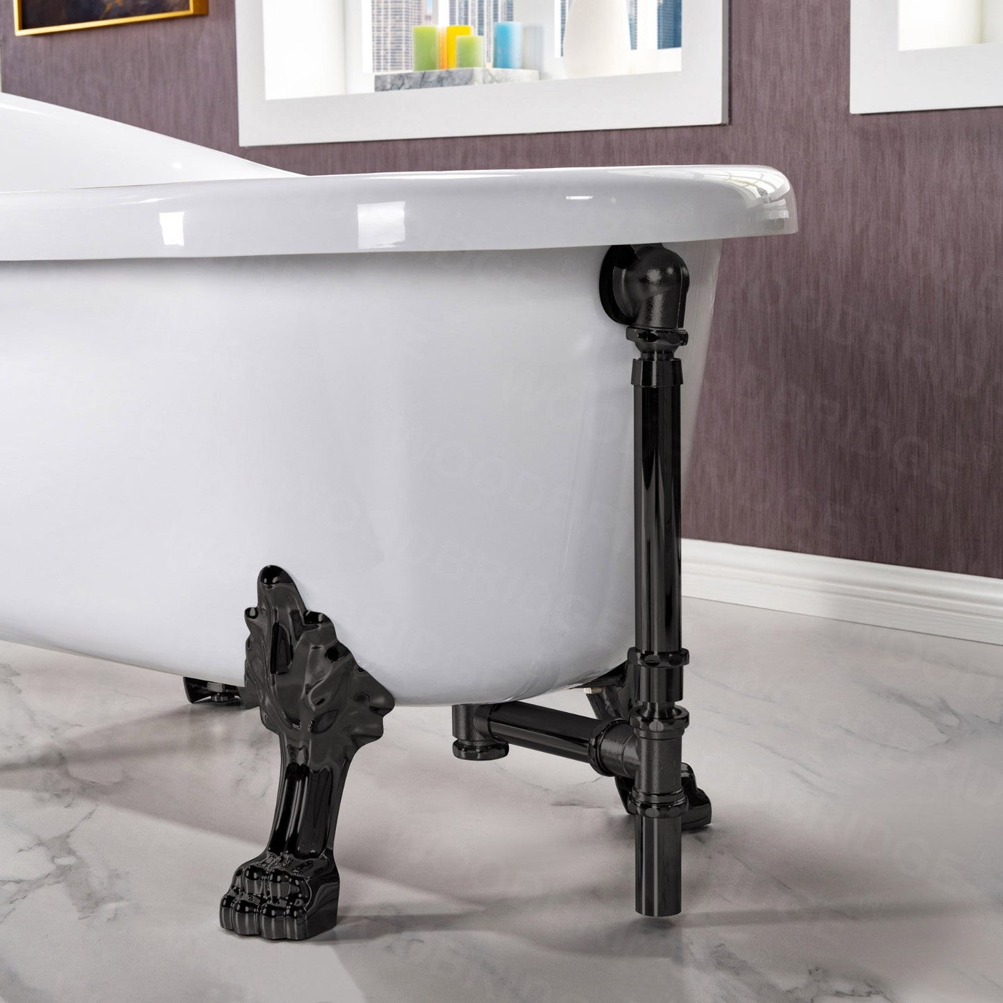 WOODBRIDGE 54" Heavy Duty Acrylic Slipper Clawfoot Bath Tub