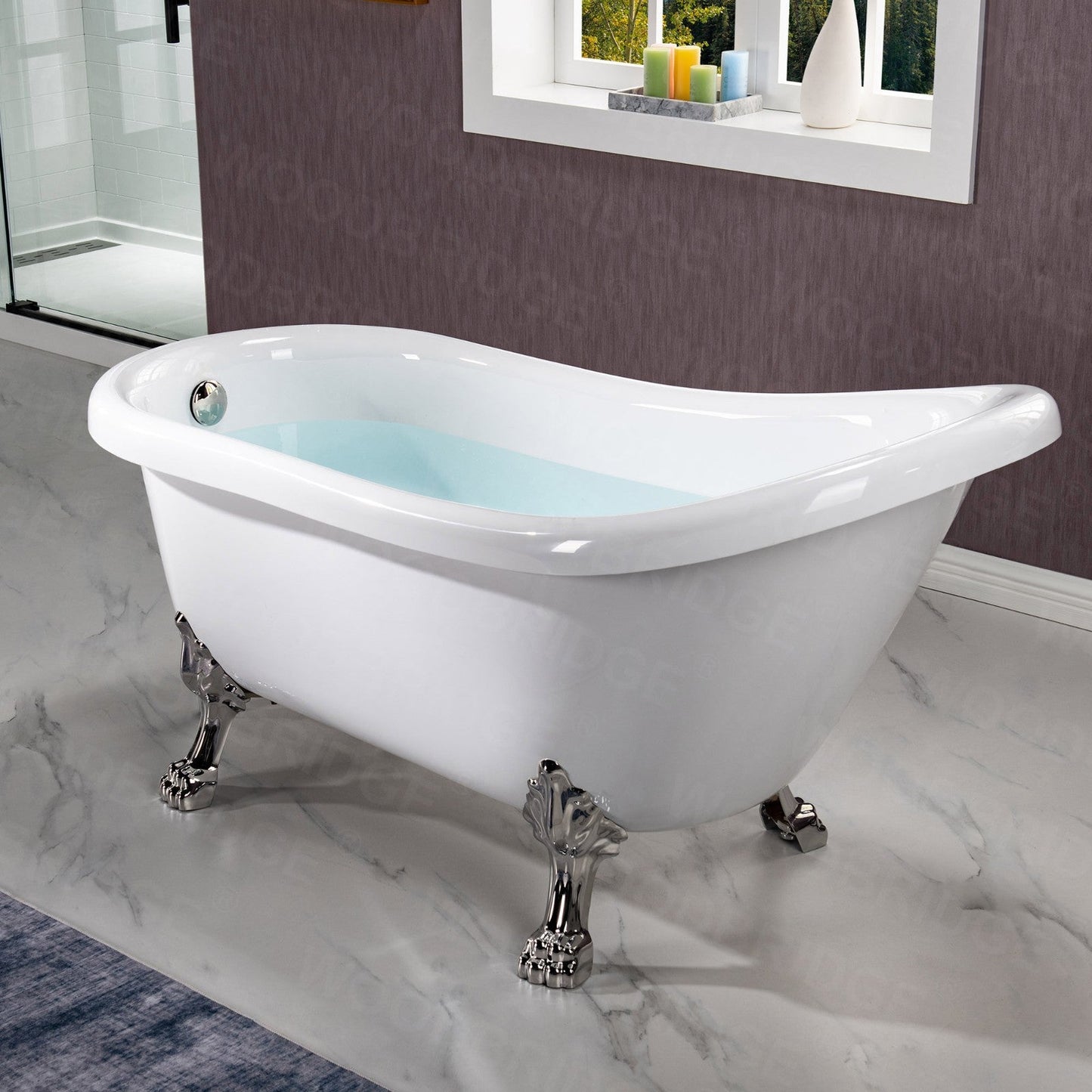 WOODBRIDGE 59" Heavy Duty Acrylic Slipper Clawfoot Bath Tub