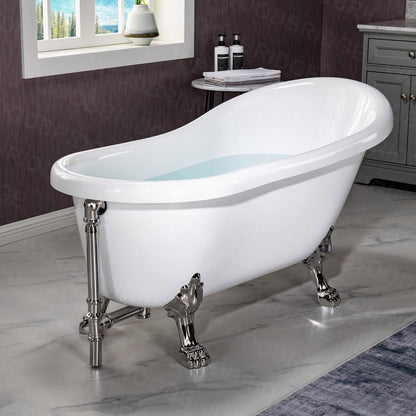 WOODBRIDGE 59" Heavy Duty Acrylic Slipper Clawfoot Bath Tub