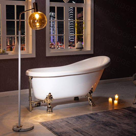 WOODBRIDGE 59" Heavy Duty Acrylic Slipper Clawfoot Bath Tub