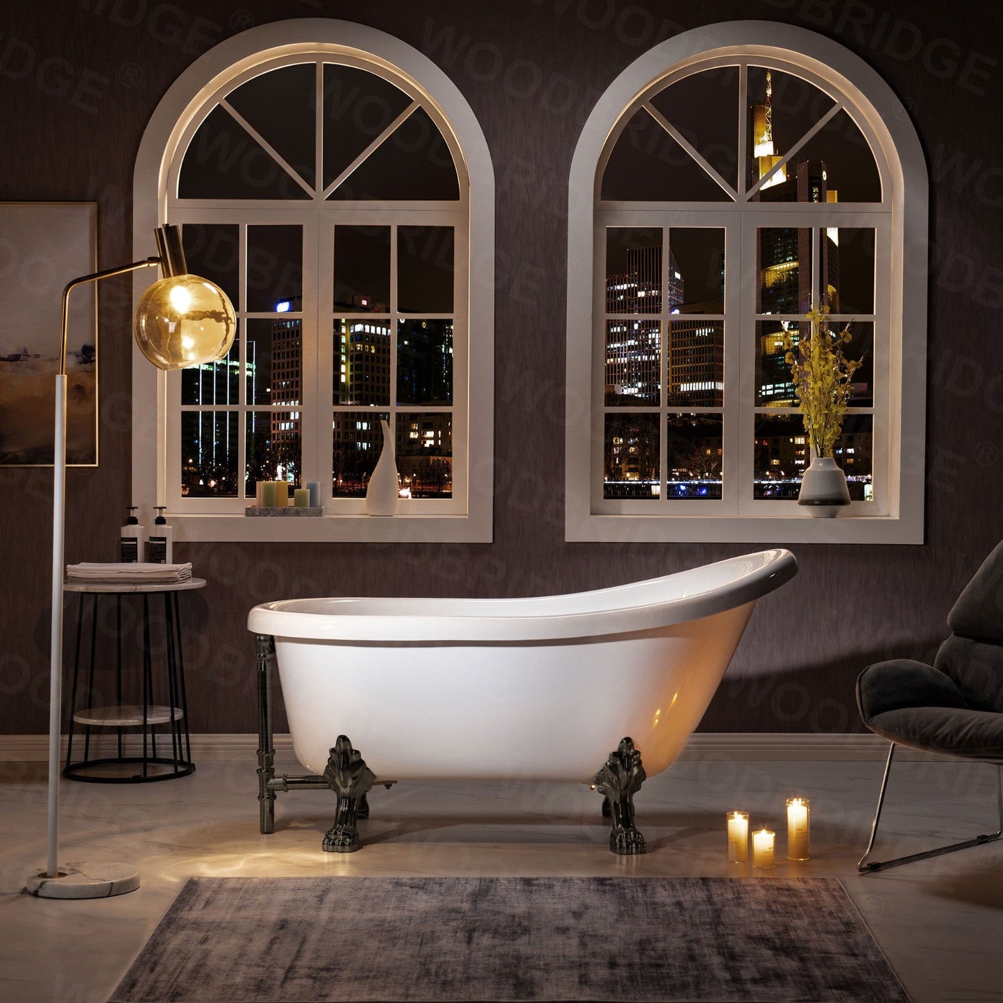 WOODBRIDGE 59" Heavy Duty Acrylic Slipper Clawfoot Bath Tub