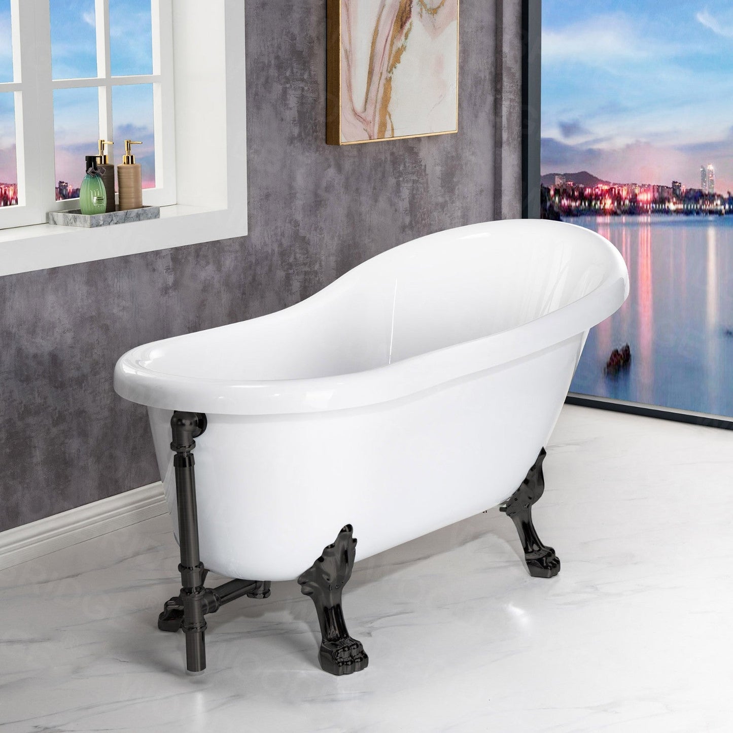 WOODBRIDGE 59" Heavy Duty Acrylic Slipper Clawfoot Bath Tub