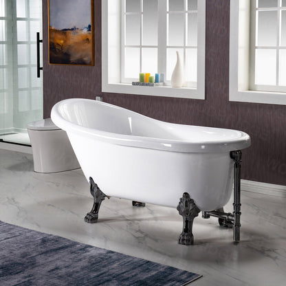 WOODBRIDGE 59" Heavy Duty Acrylic Slipper Clawfoot Bath Tub