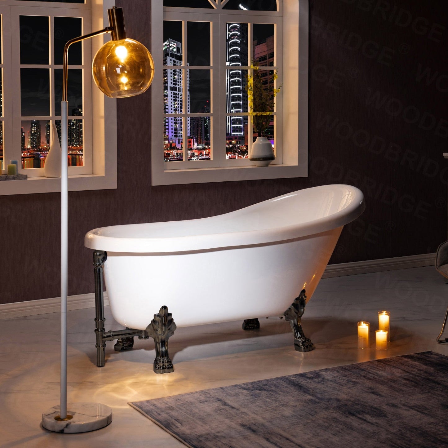 WOODBRIDGE 59" Heavy Duty Acrylic Slipper Clawfoot Bath Tub