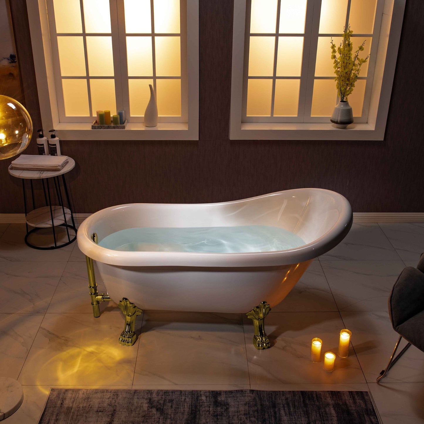 WOODBRIDGE 59" Heavy Duty Acrylic Slipper Clawfoot Bath Tub