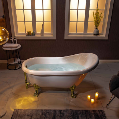 WOODBRIDGE 59" Heavy Duty Acrylic Slipper Clawfoot Bath Tub