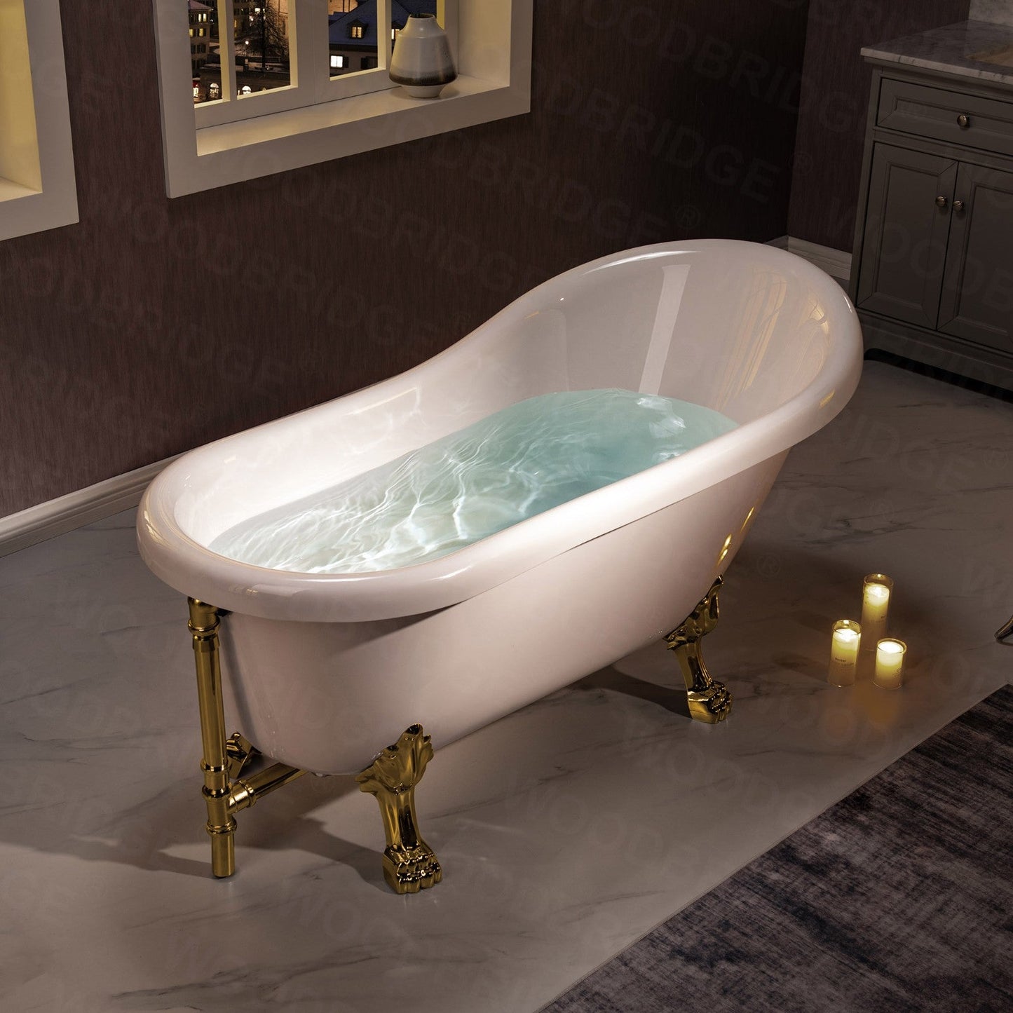 WOODBRIDGE 59" Heavy Duty Acrylic Slipper Clawfoot Bath Tub