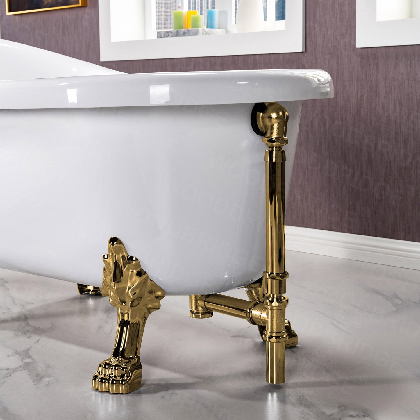 WOODBRIDGE 59" Heavy Duty Acrylic Slipper Clawfoot Bath Tub