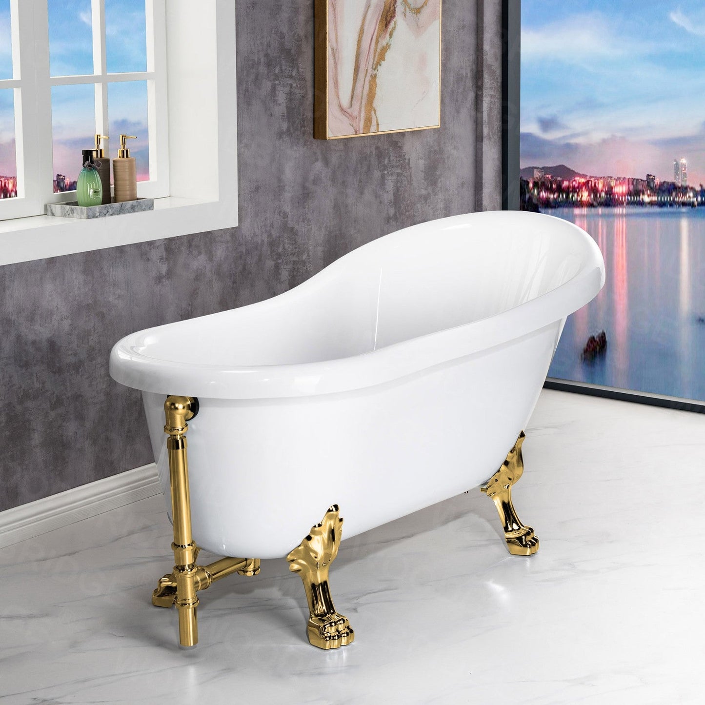 WOODBRIDGE 59" Heavy Duty Acrylic Slipper Clawfoot Bath Tub