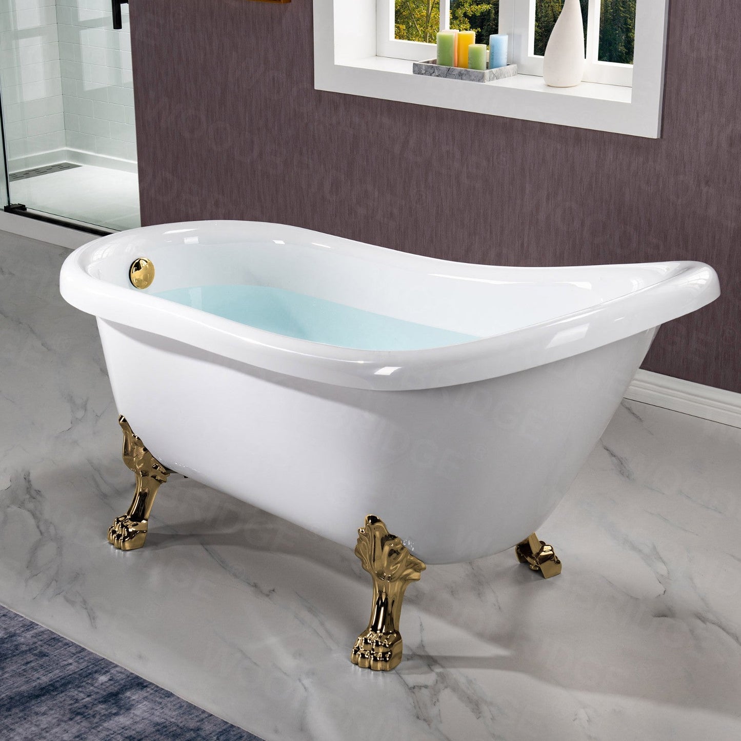 WOODBRIDGE 59" Heavy Duty Acrylic Slipper Clawfoot Bath Tub