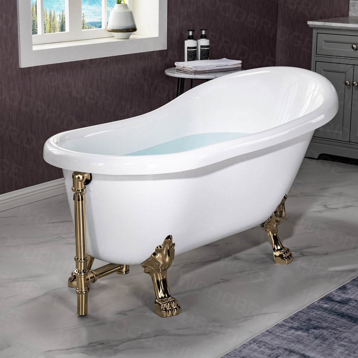WOODBRIDGE 59" Heavy Duty Acrylic Slipper Clawfoot Bath Tub