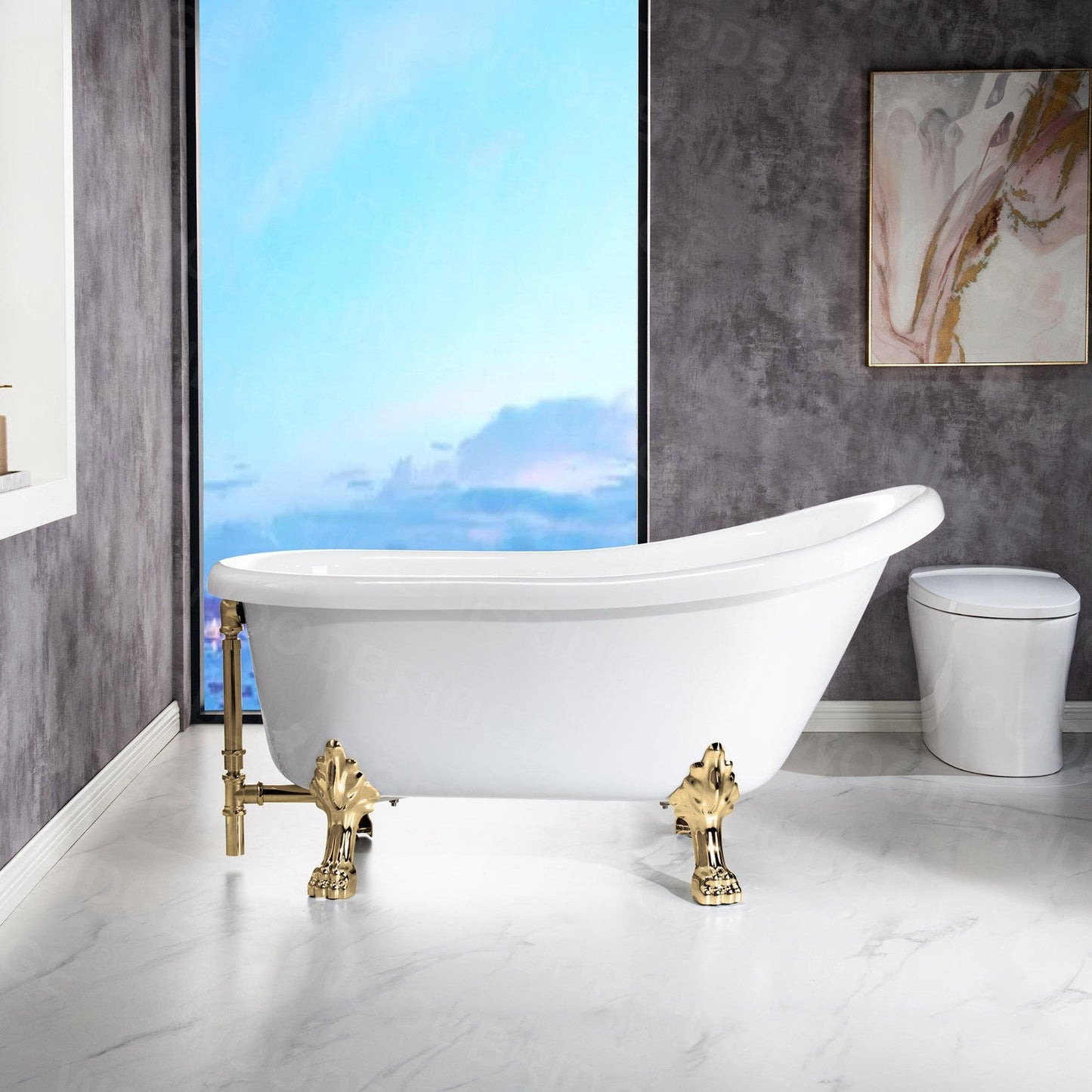 WOODBRIDGE 59" Heavy Duty Acrylic Slipper Clawfoot Bath Tub