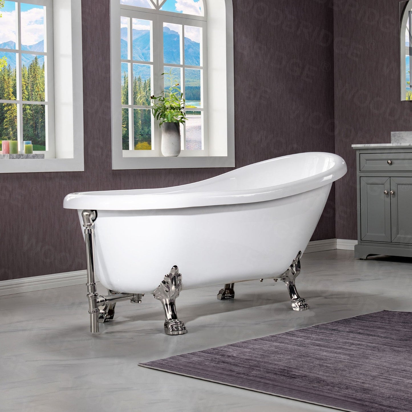WOODBRIDGE 67" Heavy Duty Acrylic Slipper Clawfoot Bath Tub