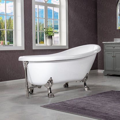 WOODBRIDGE 67" Heavy Duty Acrylic Slipper Clawfoot Bath Tub
