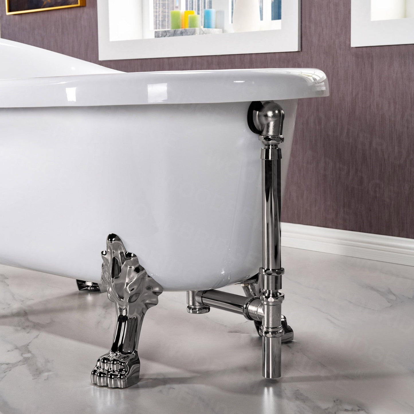 WOODBRIDGE 67" Heavy Duty Acrylic Slipper Clawfoot Bath Tub