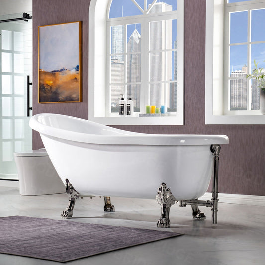WOODBRIDGE 67" Heavy Duty Acrylic Slipper Clawfoot Bath Tub