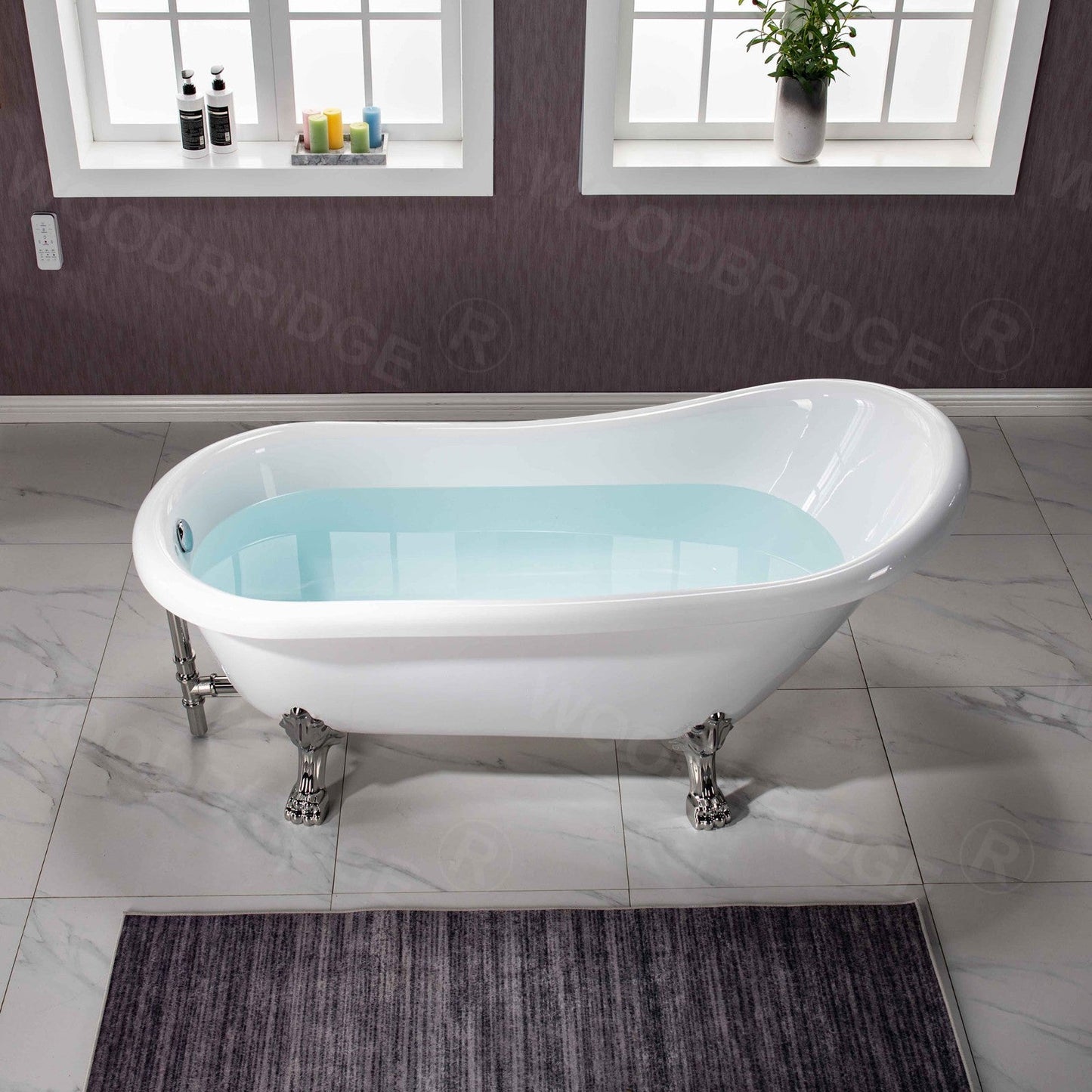 WOODBRIDGE 67" Heavy Duty Acrylic Slipper Clawfoot Bath Tub