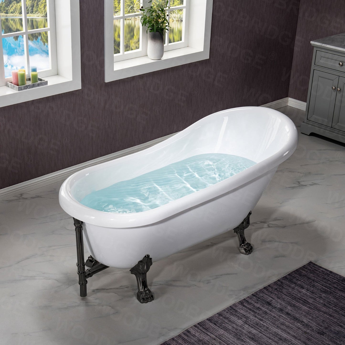 WOODBRIDGE 67" Heavy Duty Acrylic Slipper Clawfoot Bath Tub