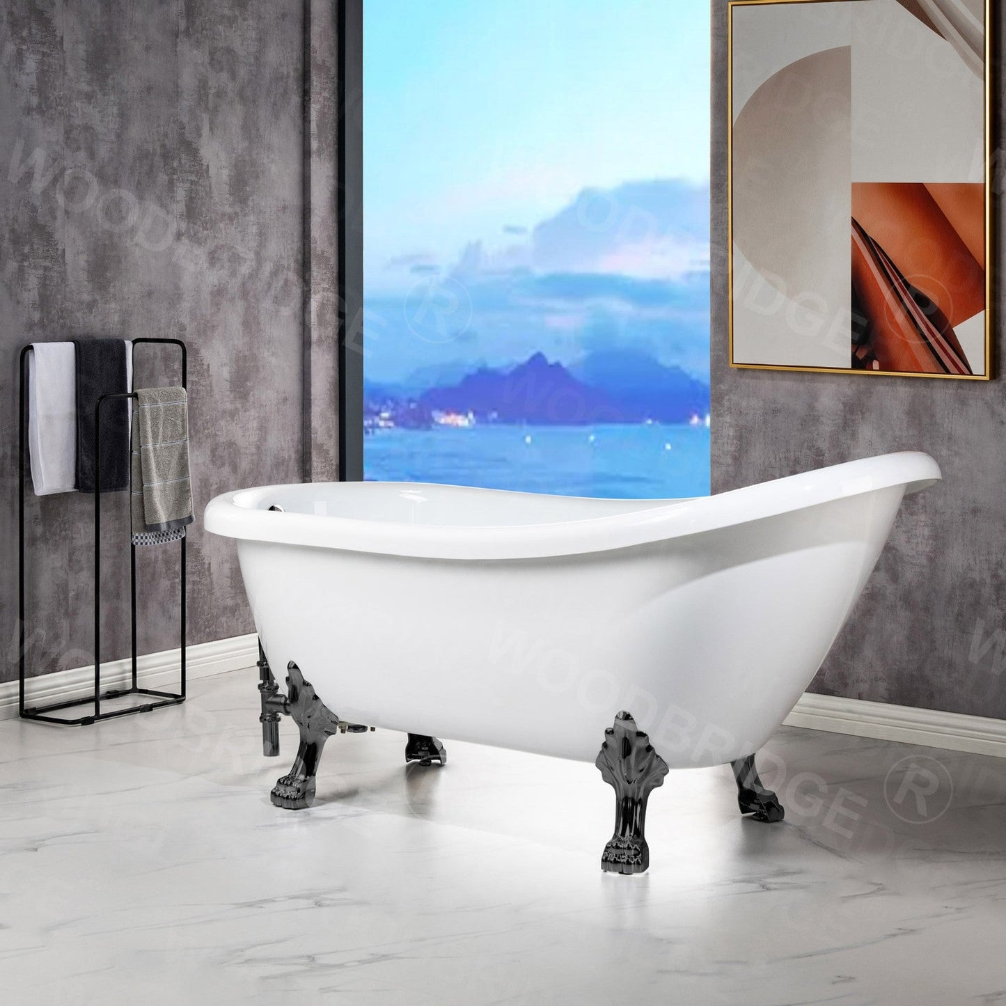 WOODBRIDGE 67" Heavy Duty Acrylic Slipper Clawfoot Bath Tub