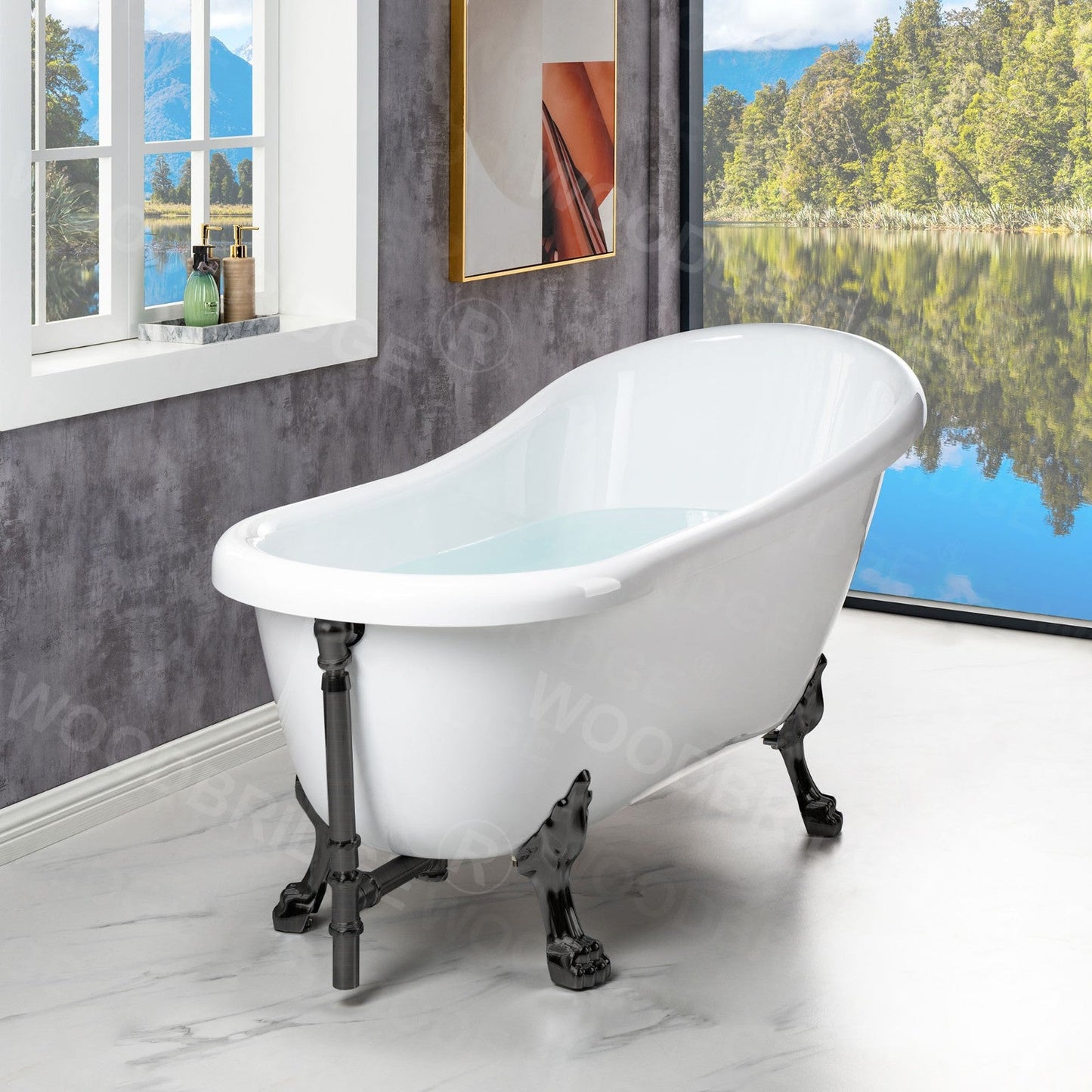 WOODBRIDGE 67" Heavy Duty Acrylic Slipper Clawfoot Bath Tub