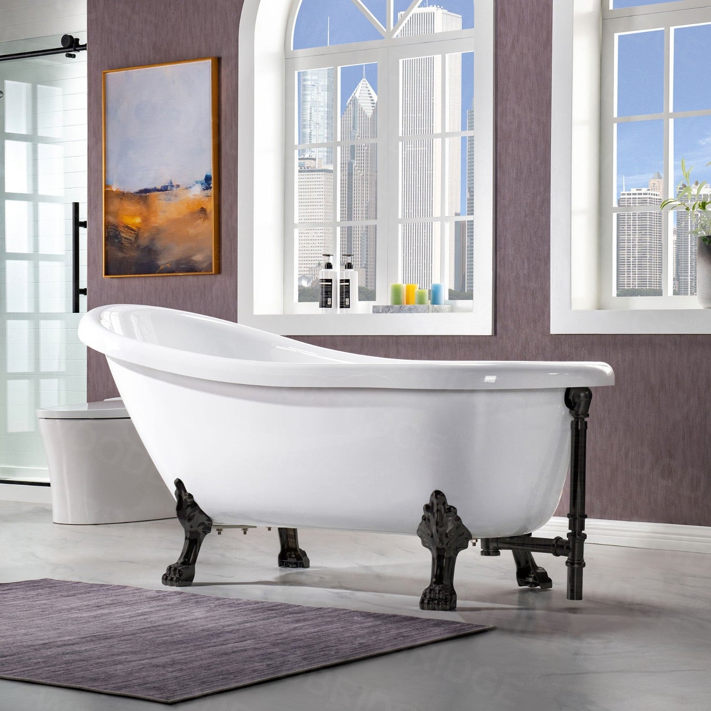 WOODBRIDGE 67" Heavy Duty Acrylic Slipper Clawfoot Bath Tub