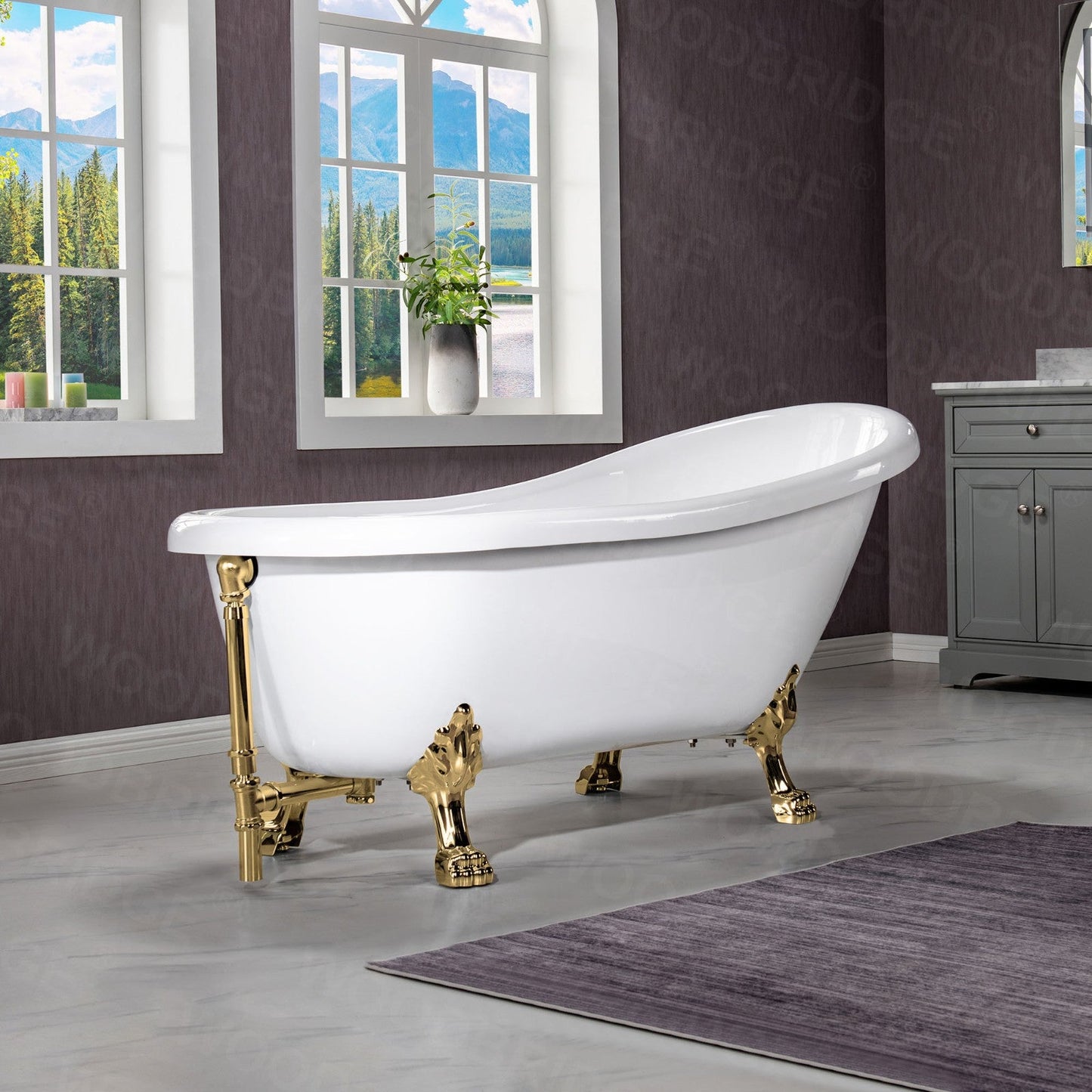 WOODBRIDGE 67" Heavy Duty Acrylic Slipper Clawfoot Bath Tub