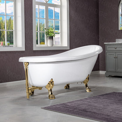 WOODBRIDGE 67" Heavy Duty Acrylic Slipper Clawfoot Bath Tub