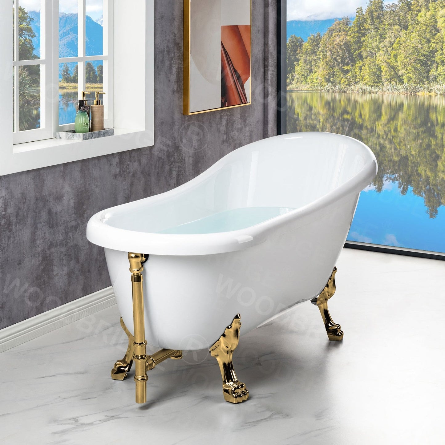 WOODBRIDGE 67" Heavy Duty Acrylic Slipper Clawfoot Bath Tub