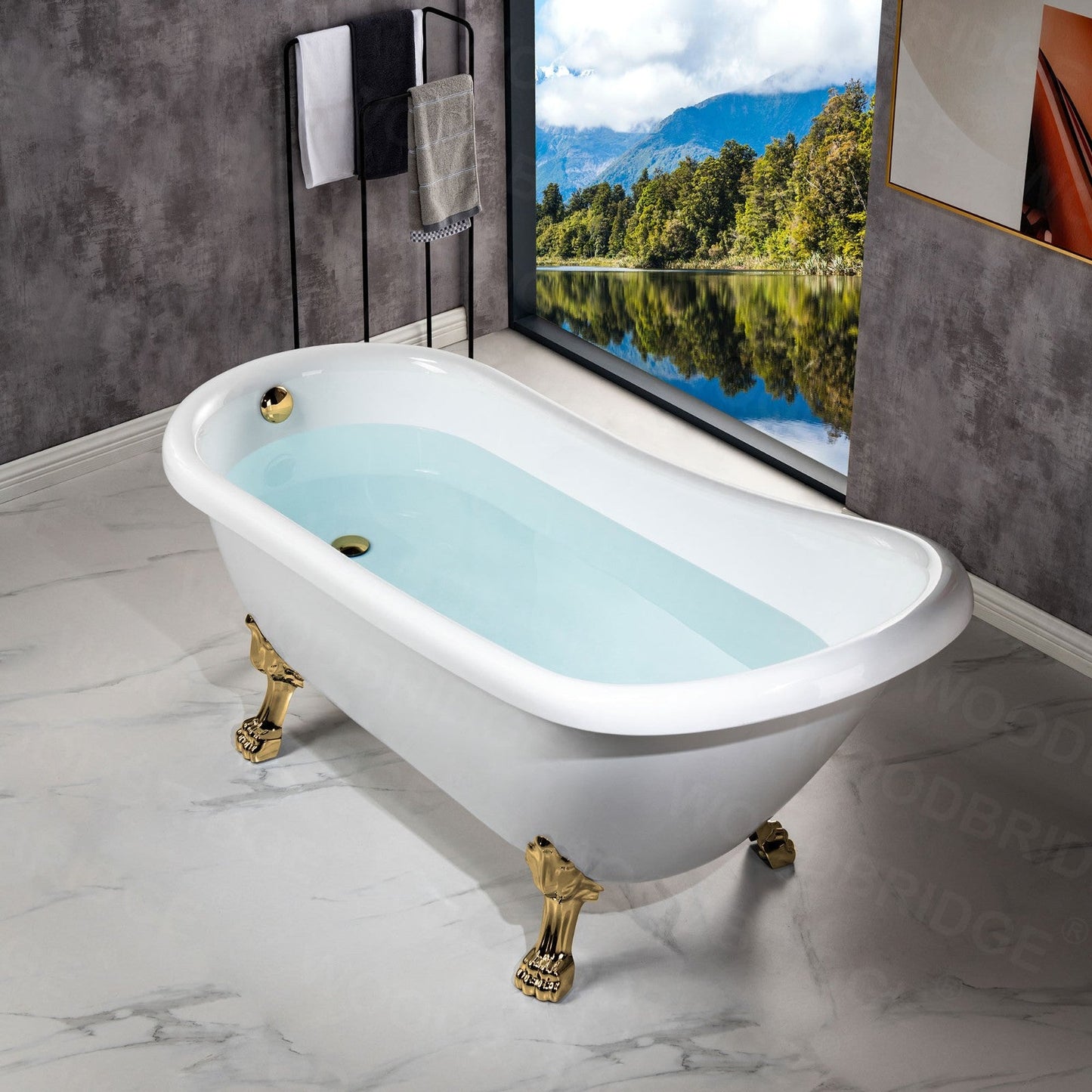 WOODBRIDGE 67" Heavy Duty Acrylic Slipper Clawfoot Bath Tub