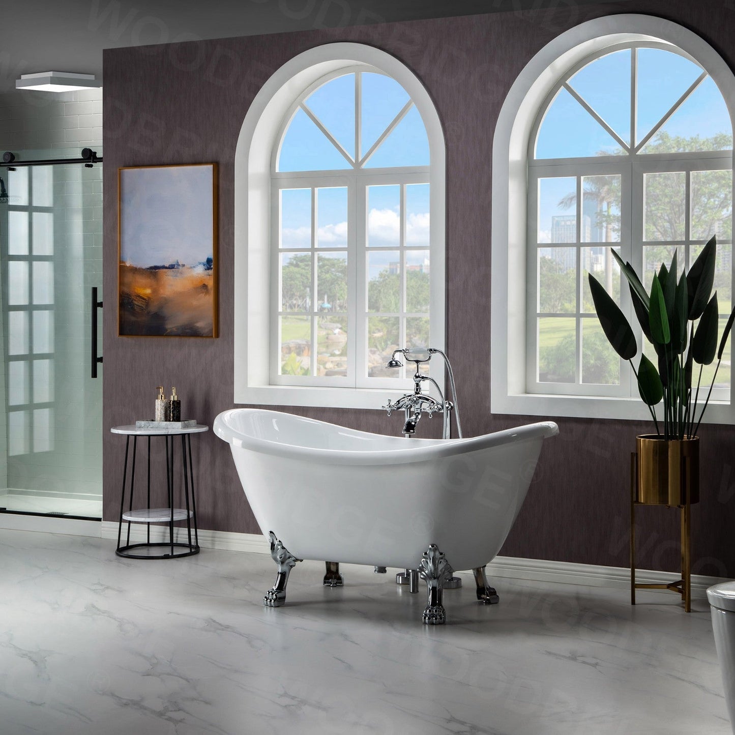 WOODBRIDGE 59" Heavy Duty Acrylic Double Slipper Clawfoot Bath Tub