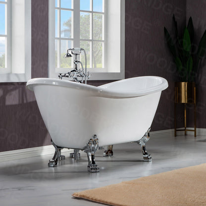 WOODBRIDGE 59" Heavy Duty Acrylic Double Slipper Clawfoot Bath Tub