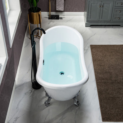 WOODBRIDGE 59" Heavy Duty Acrylic Double Slipper Clawfoot Bath Tub