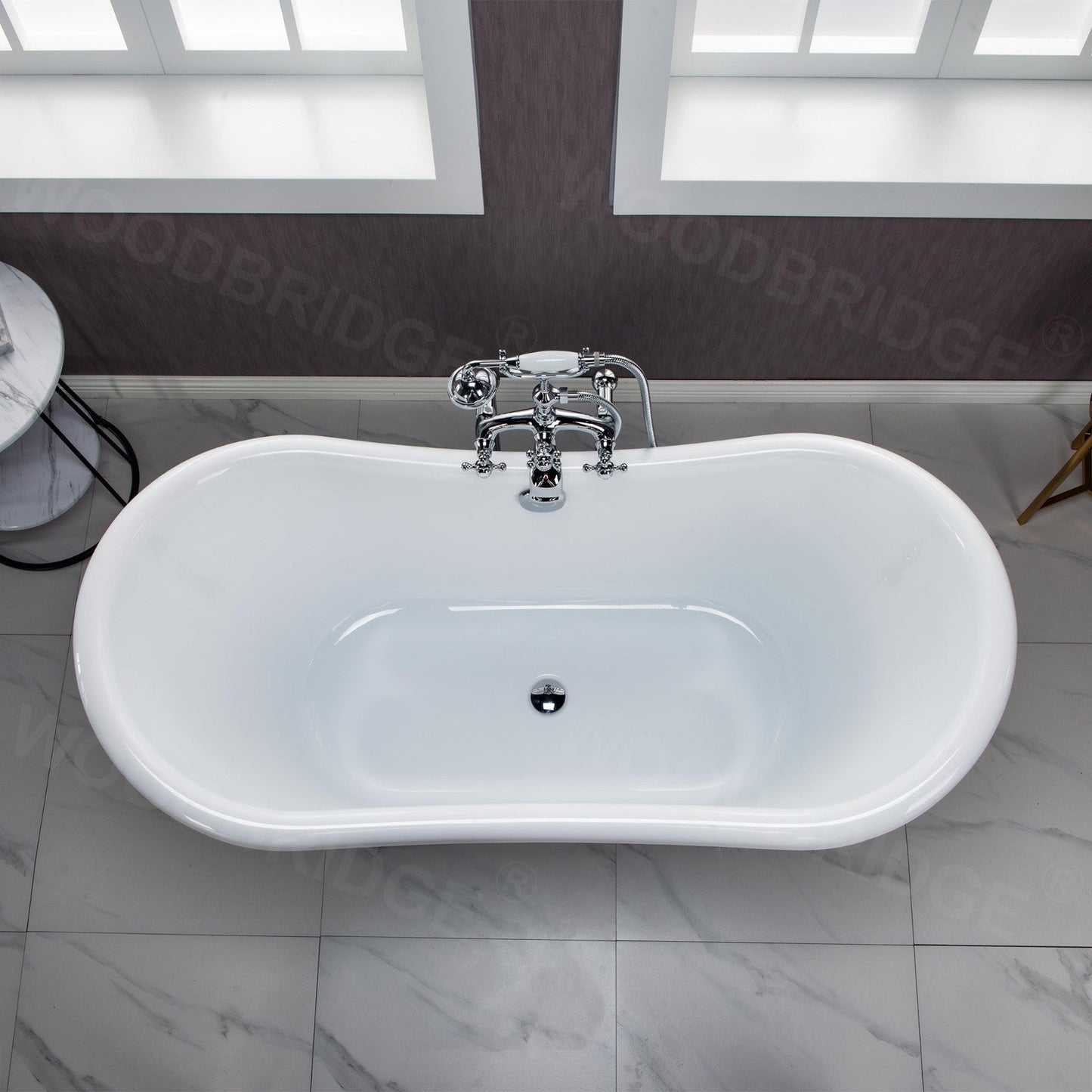 WOODBRIDGE 59" Heavy Duty Acrylic Double Slipper Clawfoot Bath Tub