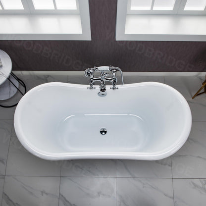 WOODBRIDGE 59" Heavy Duty Acrylic Double Slipper Clawfoot Bath Tub