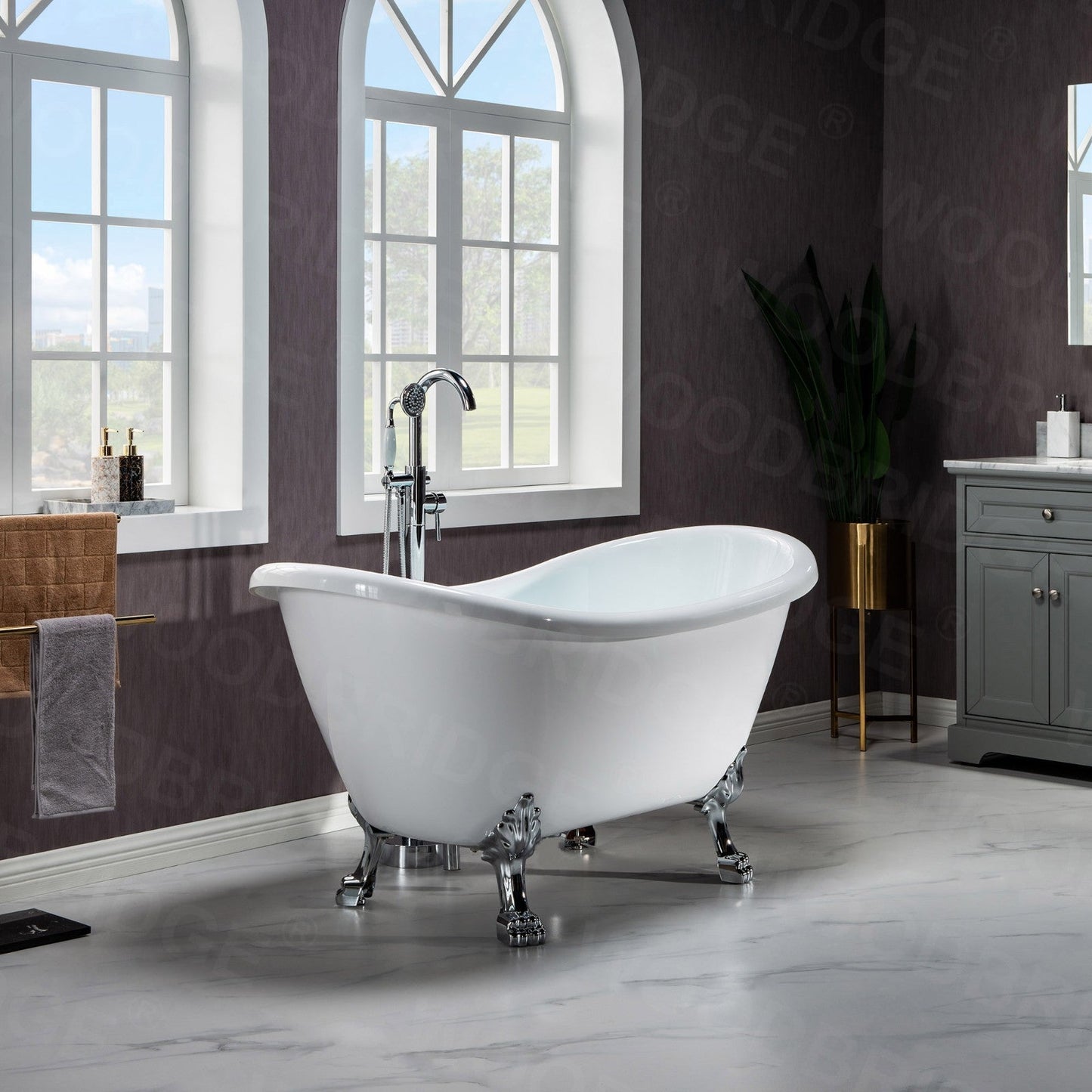 WOODBRIDGE 59" Heavy Duty Acrylic Double Slipper Clawfoot Bath Tub
