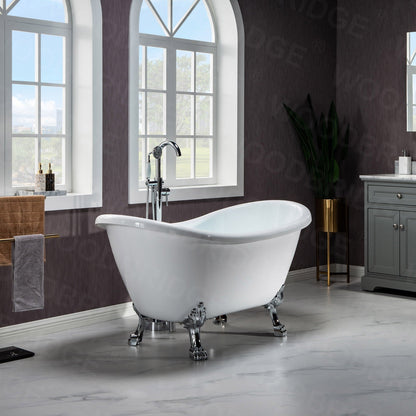 WOODBRIDGE 59" Heavy Duty Acrylic Double Slipper Clawfoot Bath Tub