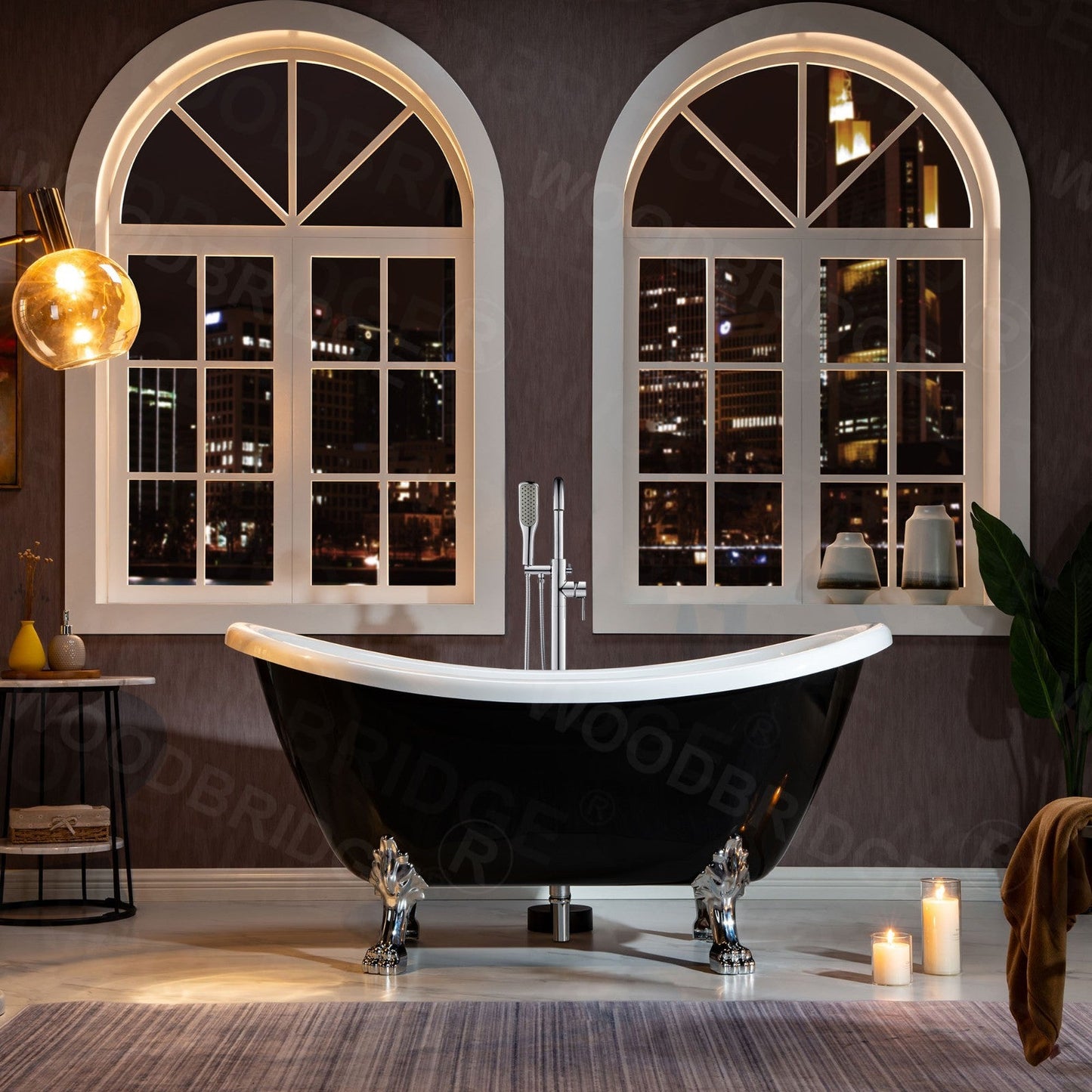 WOODBRIDGE 59" Heavy Duty Acrylic Double Slipper Clawfoot Bath Tub