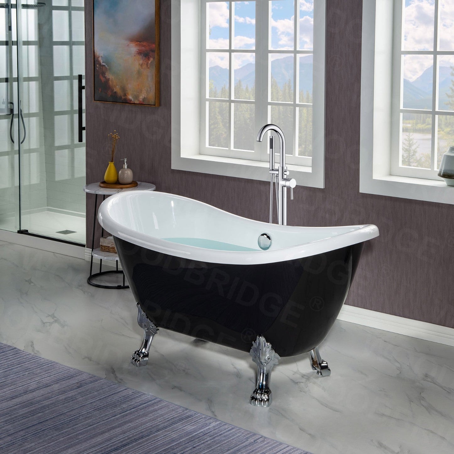 WOODBRIDGE 59" Heavy Duty Acrylic Double Slipper Clawfoot Bath Tub