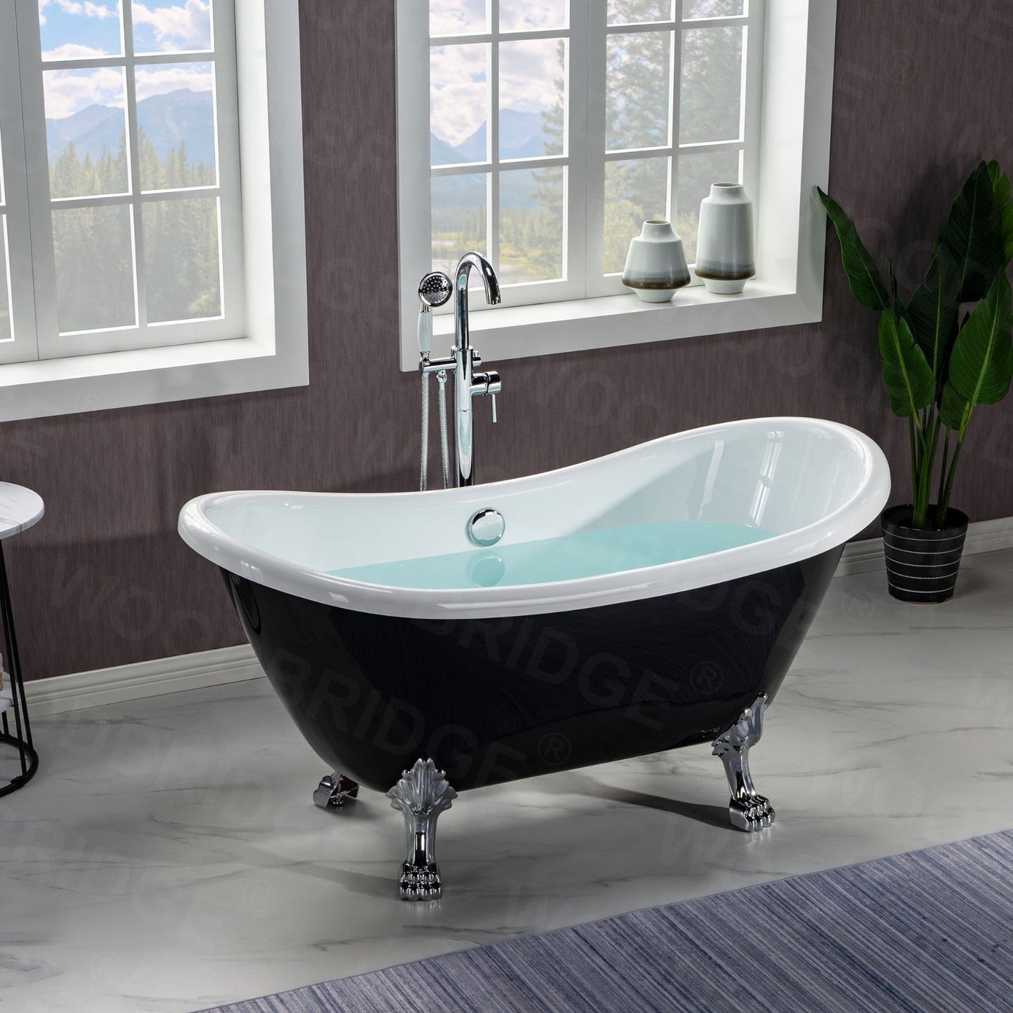 WOODBRIDGE 59" Heavy Duty Acrylic Double Slipper Clawfoot Bath Tub