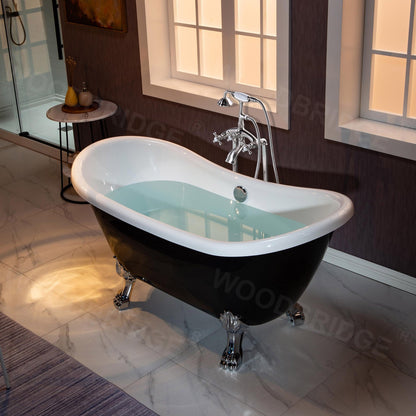 WOODBRIDGE 59" Heavy Duty Acrylic Double Slipper Clawfoot Bath Tub