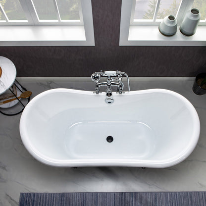 WOODBRIDGE 59" Heavy Duty Acrylic Double Slipper Clawfoot Bath Tub
