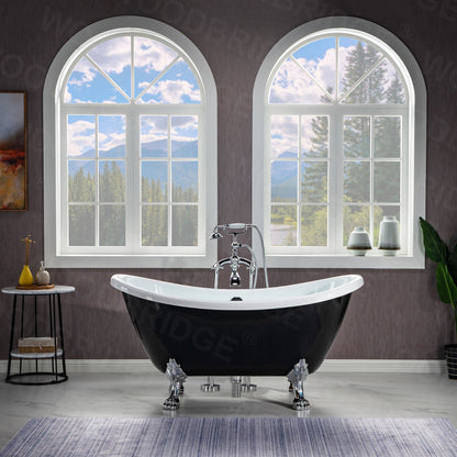 WOODBRIDGE 59" Heavy Duty Acrylic Double Slipper Clawfoot Bath Tub