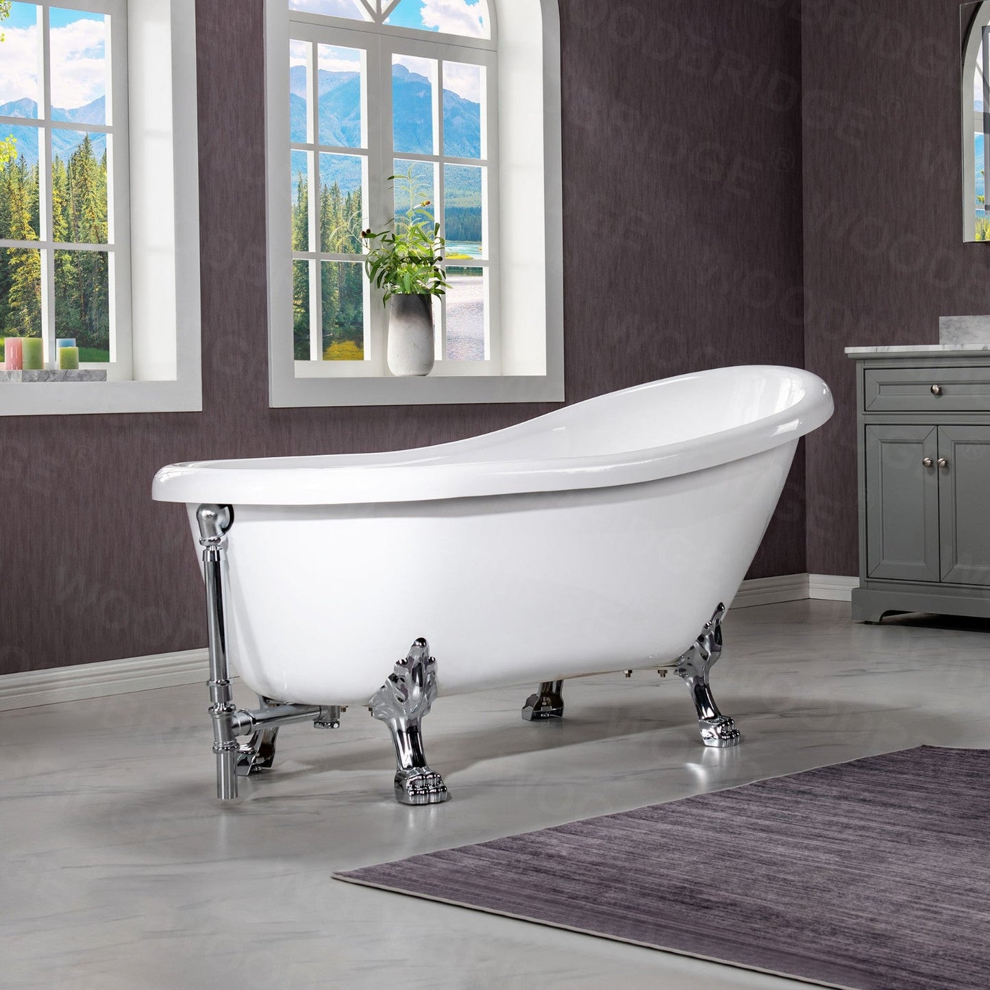 WOODBRIDGE 67" Heavy Duty Acrylic Slipper Clawfoot Bath Tub